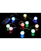Vánoční dekorativní řetěz - světelné koule - 10 LED barevné